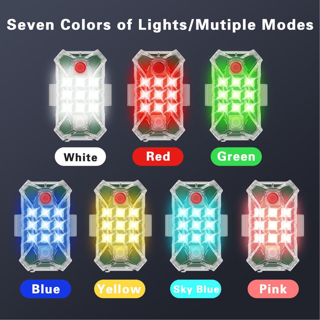 4PCS Wireless LED Strobe Lights with Remote Control RGB 7 Color Rechargeable IP65 Anti Collision Led Emergency Warning Lights