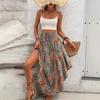 Bohemian Style Flowy Mid-Length Skirt with Personality Print for Summer Vacation