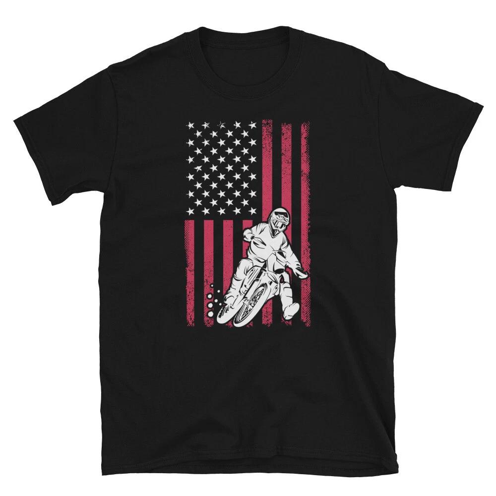 Rider American US Flag Motorcycle Rider T-Shirt L