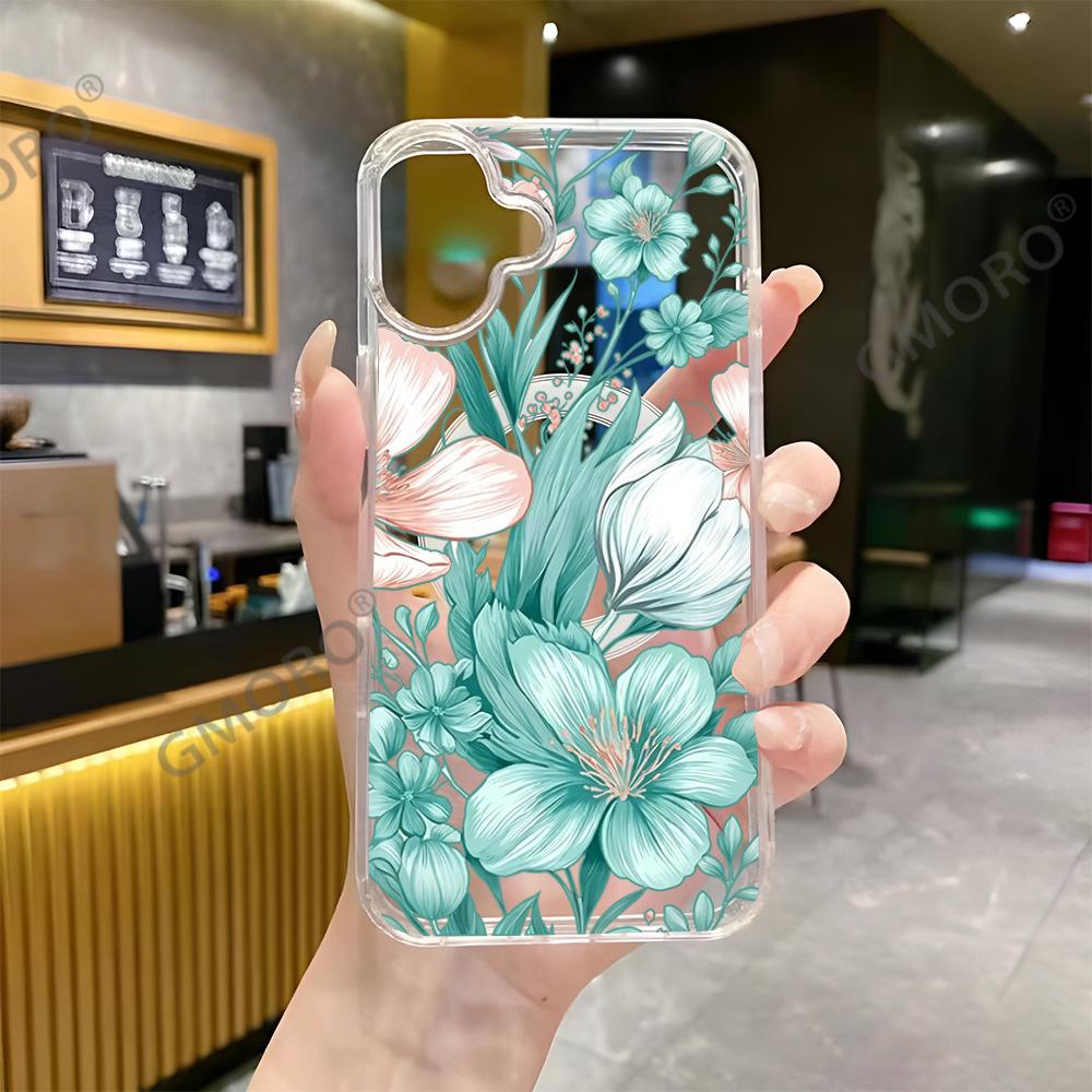 Summer clear ins wind small fresh flower protective case iPhone13 anti-drop magnetic mobile phone case Apple 17Pro