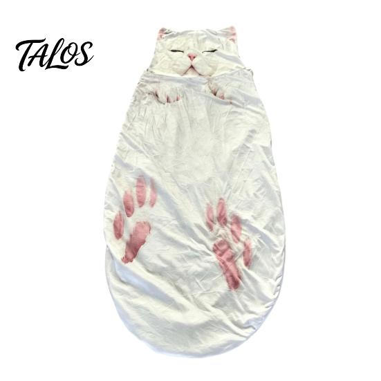 Adults Sleeping Bag Plush Cat Envelope Bag, Winter Slumber for Men Women, Durable Animal Nap Mat Sack Home Travel Comfortable