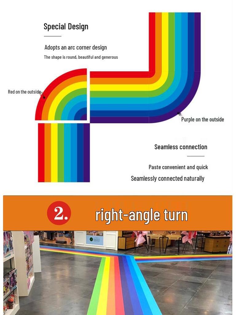 Rainbow Runway Floor Sticker: Removable, Self-Adhesive Decoration for Kids' Rooms, Malls, and Schools