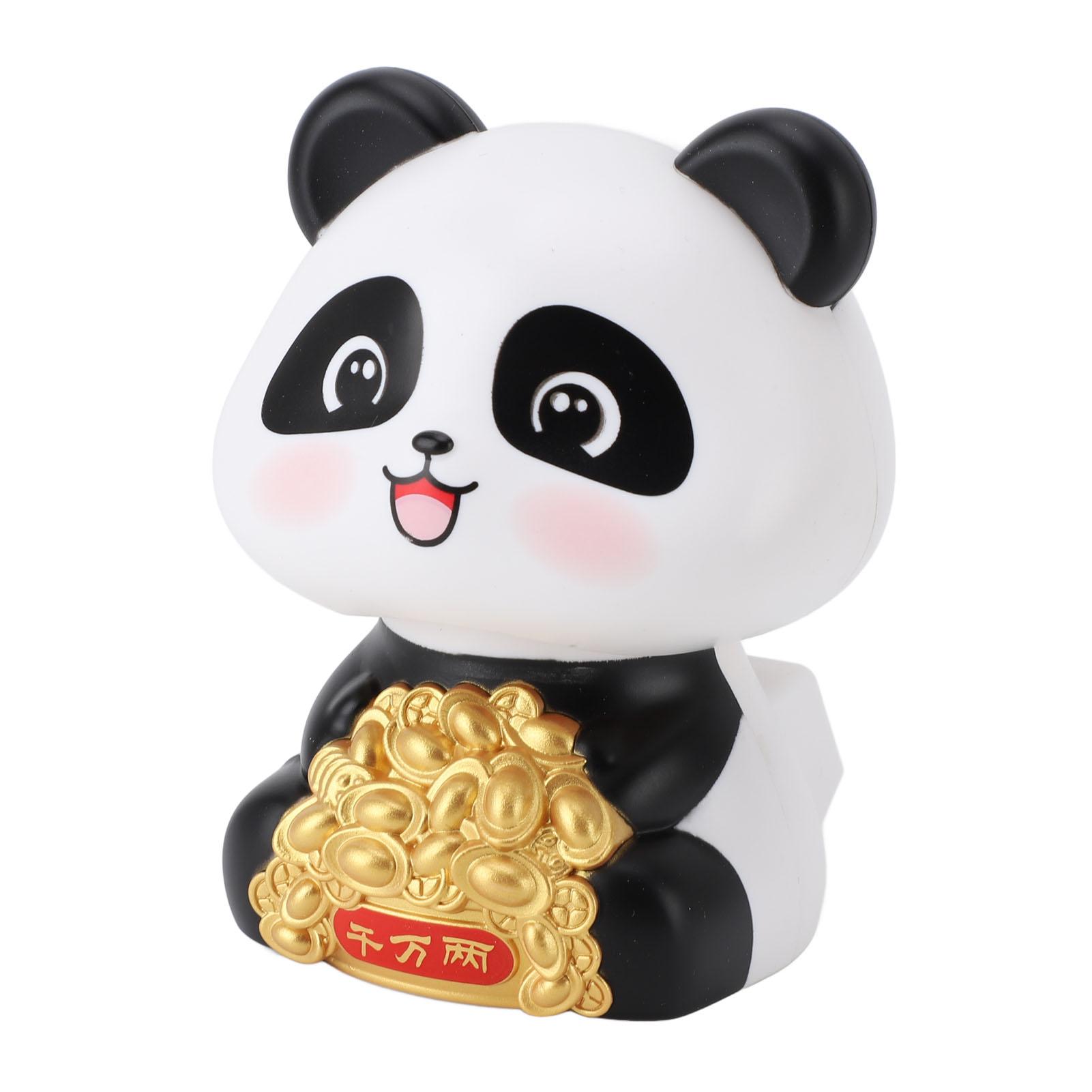 

Solar Powered Panda Statue Ornament for Luck and Fortune Solar Nodding Panda Figurine Car Dashboard Animal Figurine