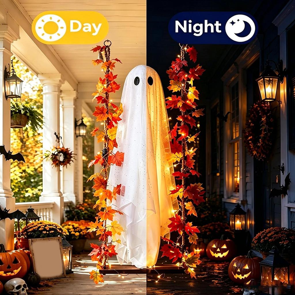 3.94ft Swinging Light Up Ghost Outdoor Yard Decoration Hanging Spooky Prop Tree Porch Garden Halloween Animated Party Supplies