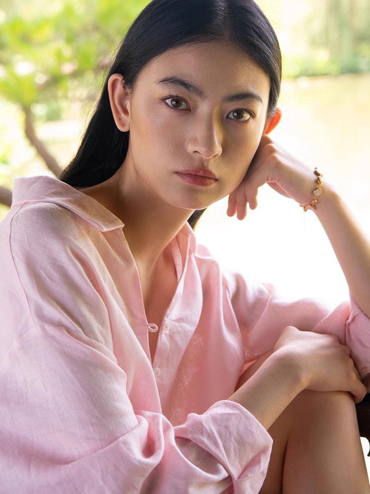 Si Yuan Design V-Neck Button-Down Linen Shirt - Women's Loose Relaxed Fit, New Style 2026.