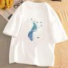 Trendy Feather Print Unisex Round Neck T-Shirt - Stylish European & American Influenced Fashion