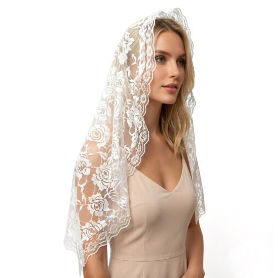 Women Veil 1-Tier Wedding Veil with Exquisite Lace Binding Romantic Bridal Headpiece for Church Ceremonies Engagement Banquets
