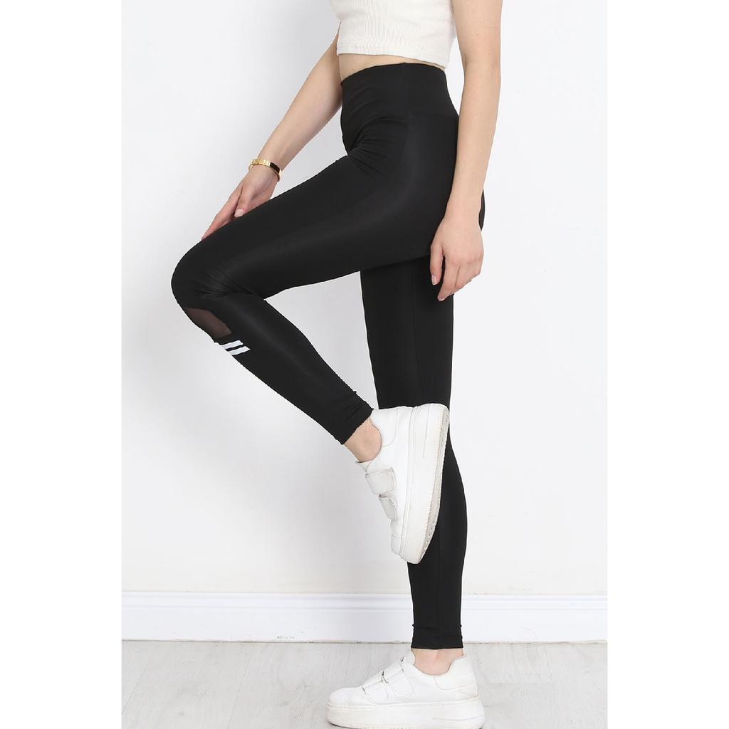 Tulle Tights With Leg Stripes Black