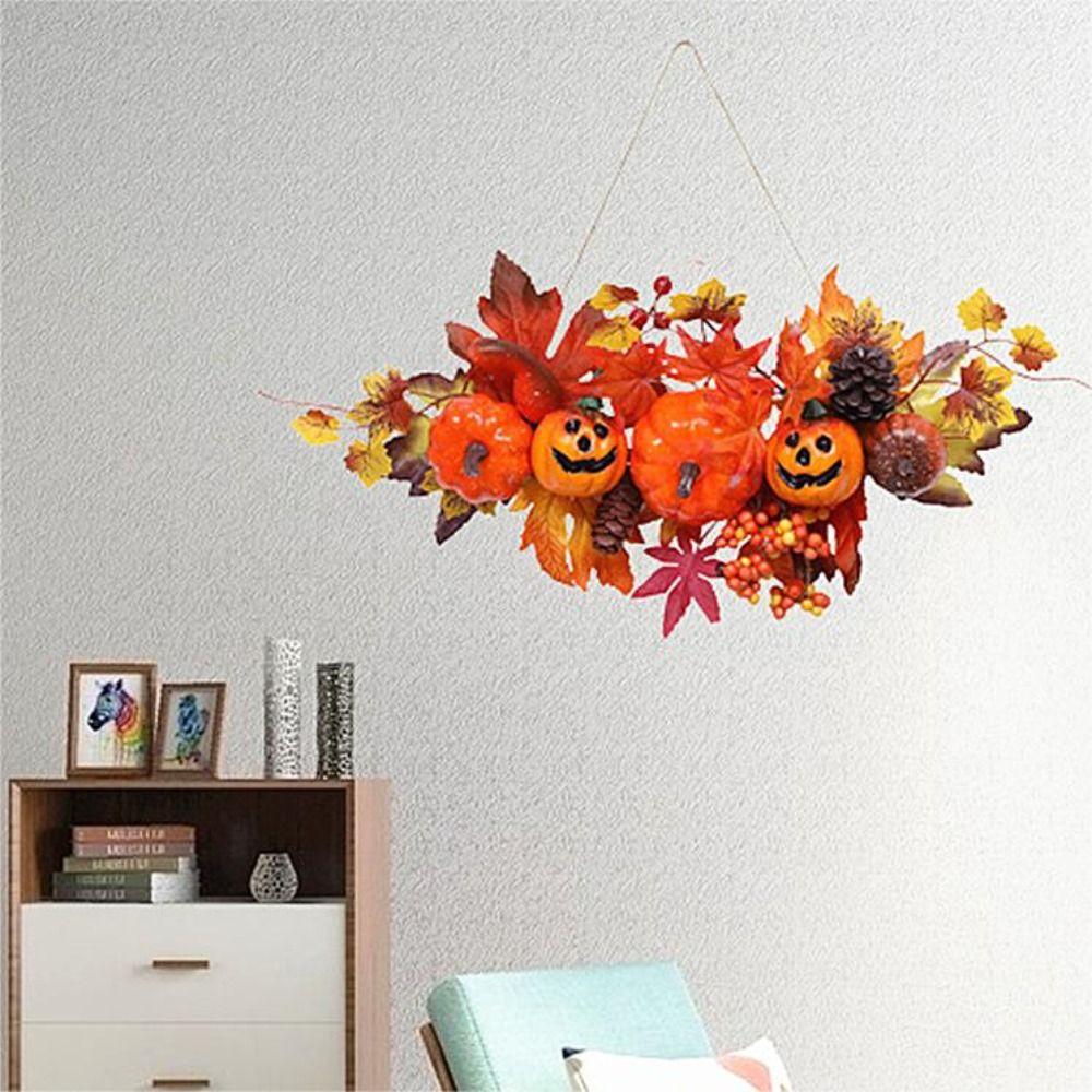 Durable Wall Hanging Props Artificial Halloween Maple Leaf Pumpkin Pendant Realistic   Thanksgiving