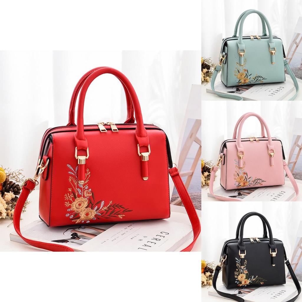 Style Pu Handbag With Embroidered Flowers For Daily Fashion And Casual Outings