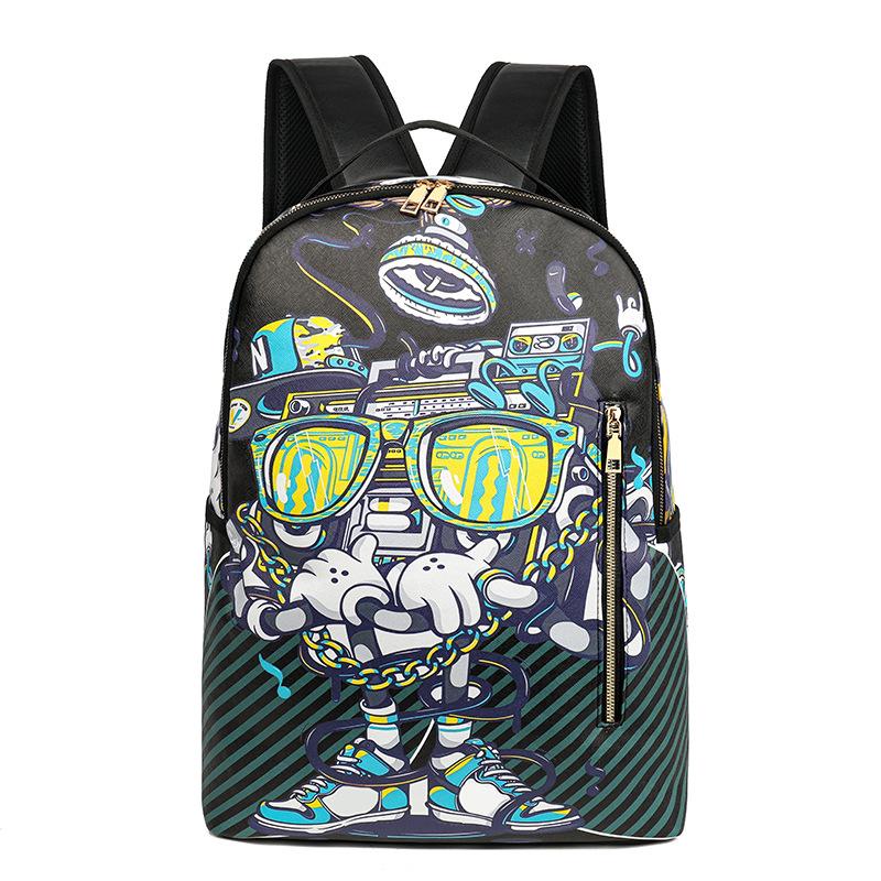 New camouflage color matching shark student schoolbag digital printing large capacity animation backpack backpack