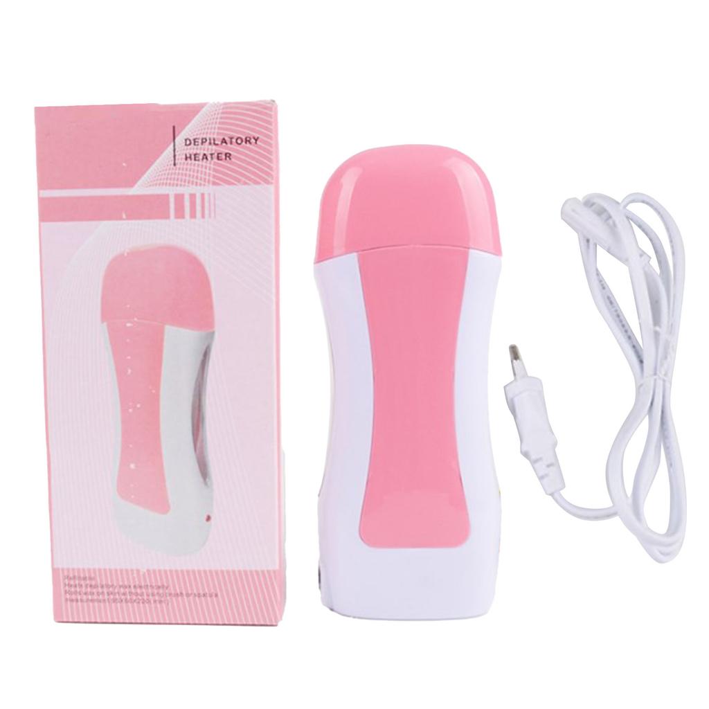 Electric Roll On Wax Heater Portable Hair Removal Depilatory Wax Heater for Sensitive Skin Pink