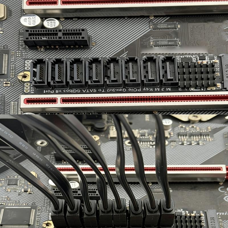 M.2 NVME PCIE to SATA3.0 6Gbps 6 Port Expansion Card Hard Drive Extended PCIE Adapter Card For Monitoring