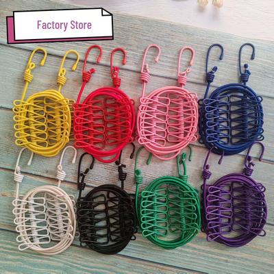 Portable Outdoor Clothesline with 12 Clips - Windproof, Elastic, and Colorful for Travel and Home Use