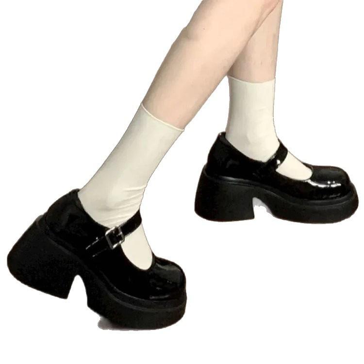 Thick-soled heightened high-heeled Mary Jane small leather shoes women's 2025 spring and summer new fashion British style jk shoes uniform shoes