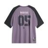 Li Ning Badfive Letter Splicing Round Neck Comfortable Breathable Versatile Short Sleeve T-Shirt Men Tops Deep-Purple Black AHSUD39-2