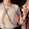 Elegante e alla moda Laccetto per Telefono con Perline a Tracolla Lunga - Catena per Telefono Carina Anti-Perdita da Donna, Catena per Borsa, Design a Filo di Perle