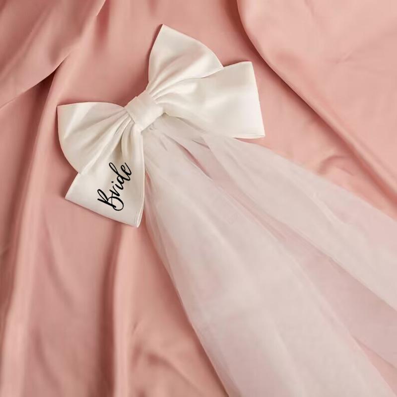 Bride Bow Veil Bachelorette Hen Do Party Bach Weekend Girls Trip Bridal Shower Beach Wedding Decoration Bridesmaid Proposal Gift