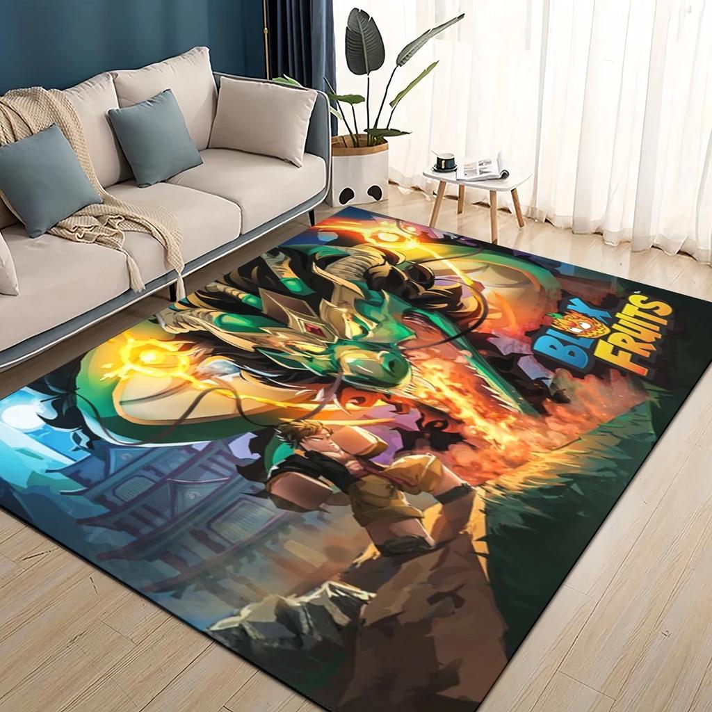 3D B-Blox Fruit 27 Style New Cartoon Carpet Rug for Living Room Bedroom Home Sofa Decoration,Kids Play Non-slip Floor Mat