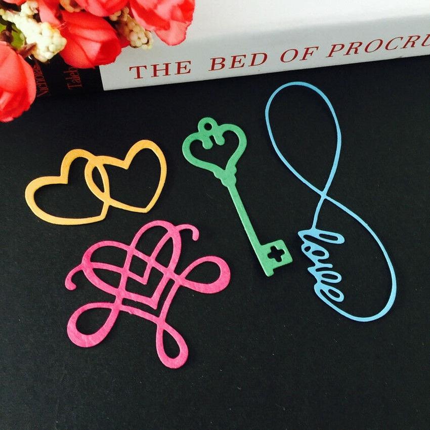 Cheap Key Heart Cutting Dies Metal Stencil DIY Scrapbooking Album Paper ...