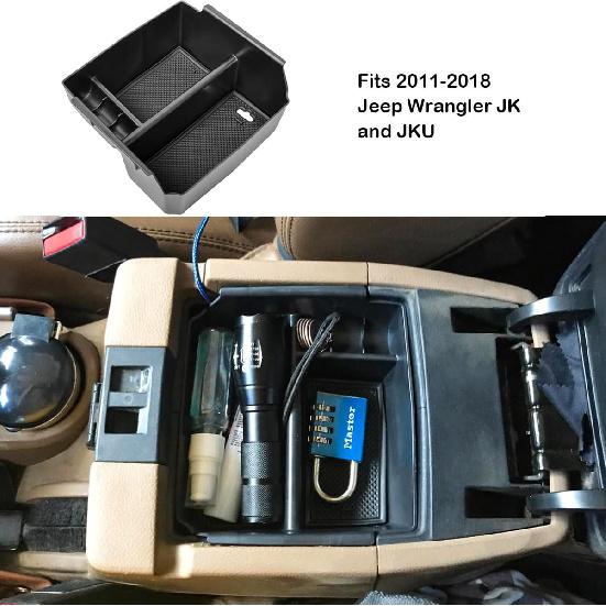 EDBETOS Center Console Organizer Tray Compatible With Jeep Wrangler JK/JKU 2011-2018 Rubicon Sport Sahara Accessories Armrest Storage Glove Box,