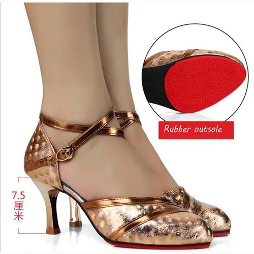Glitter Closed Toe Dance Shoes Woman Salsa Dance Shoes Ladies Professional Modern Ballroom Samba Tango Salsa Latin Dance Shoes