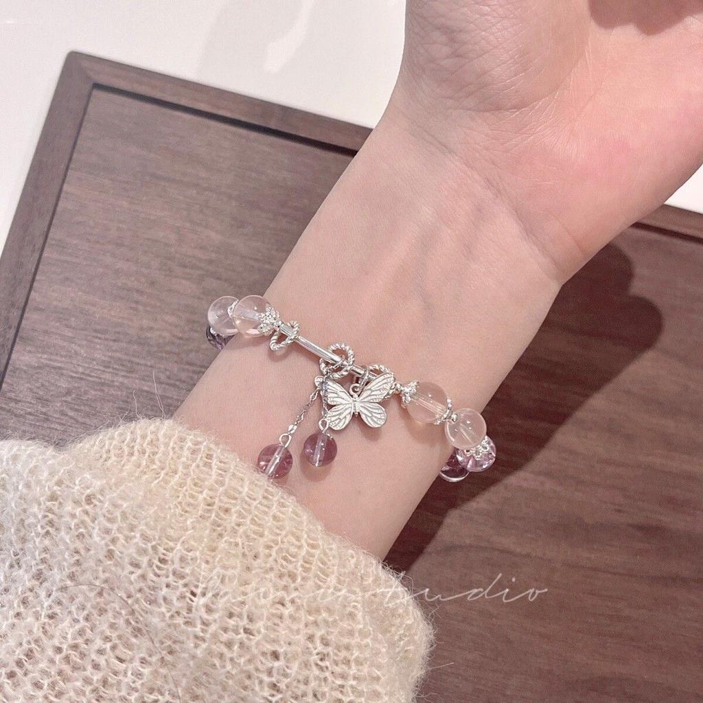 New butterfly transfer bracelet ins niche design imitation amethyst bracelet for girlfriend