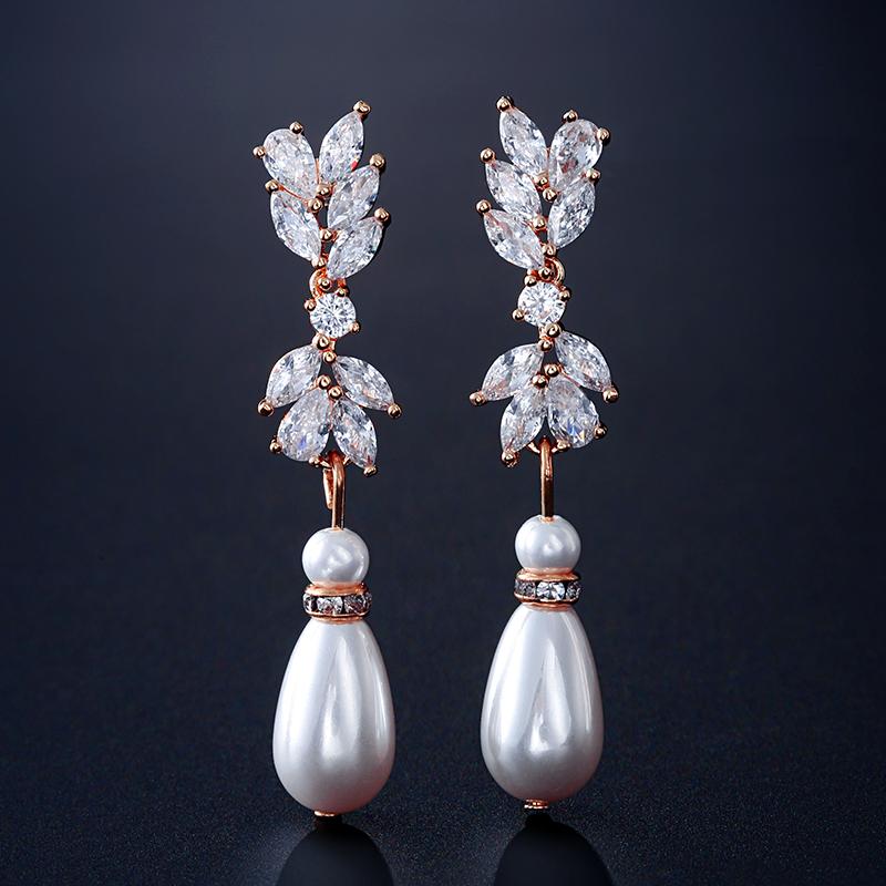 ZAKOL Elegant AAA Cubic Zirconia Imitation Zircon Dangle Earrings for Women Aesthetic Bridal Wedding Earring Party Zircon Gift