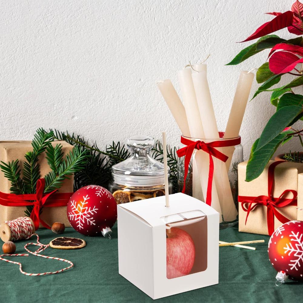 20 st Presentaskar med Hål Pappersgodisaskar med Klart Fönster Favoritaskar för Bröllopsfest Nyår Jubileum