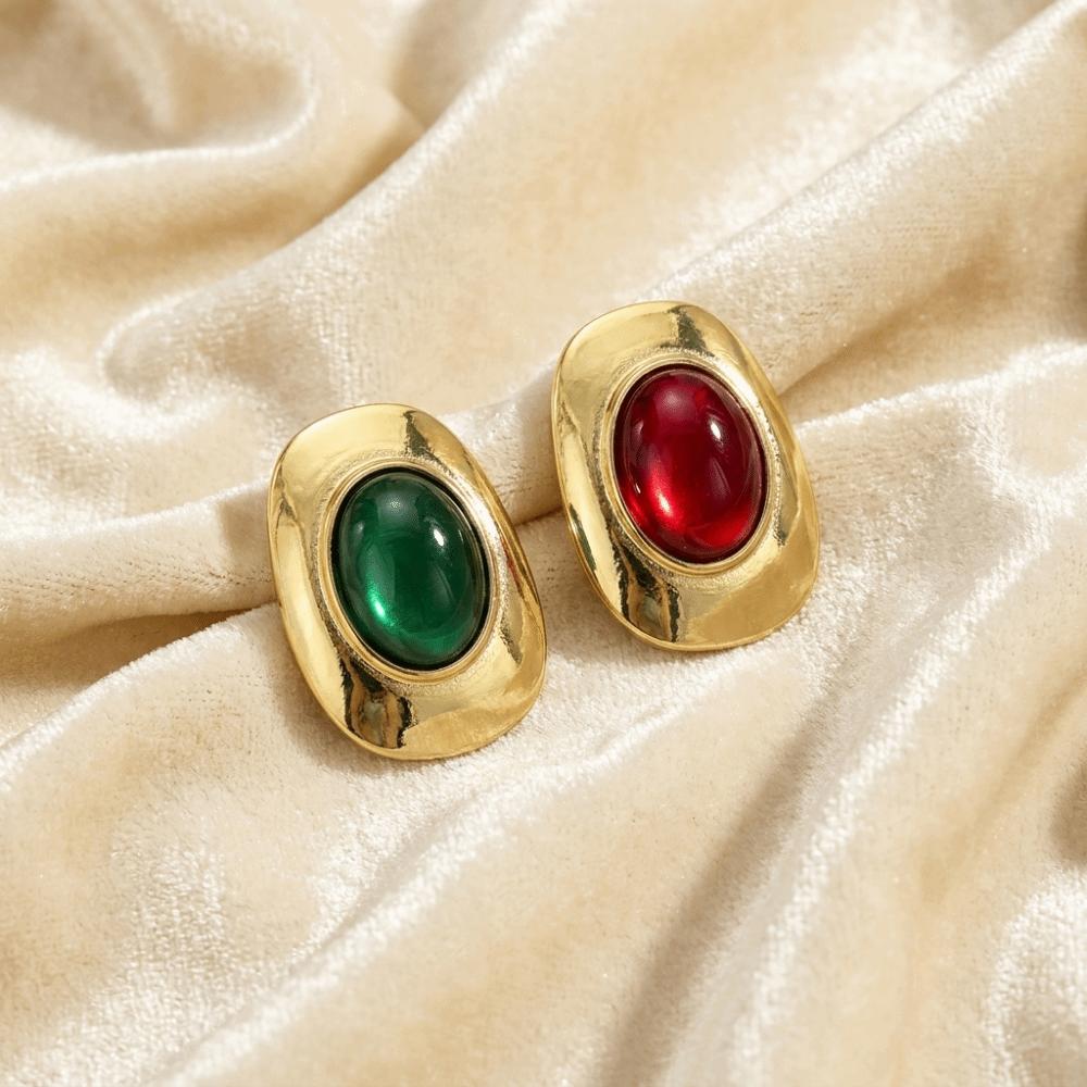 Resin Stones Exaggerated Ring Metal Material Colored Resin Stones Ring Women Jewelry