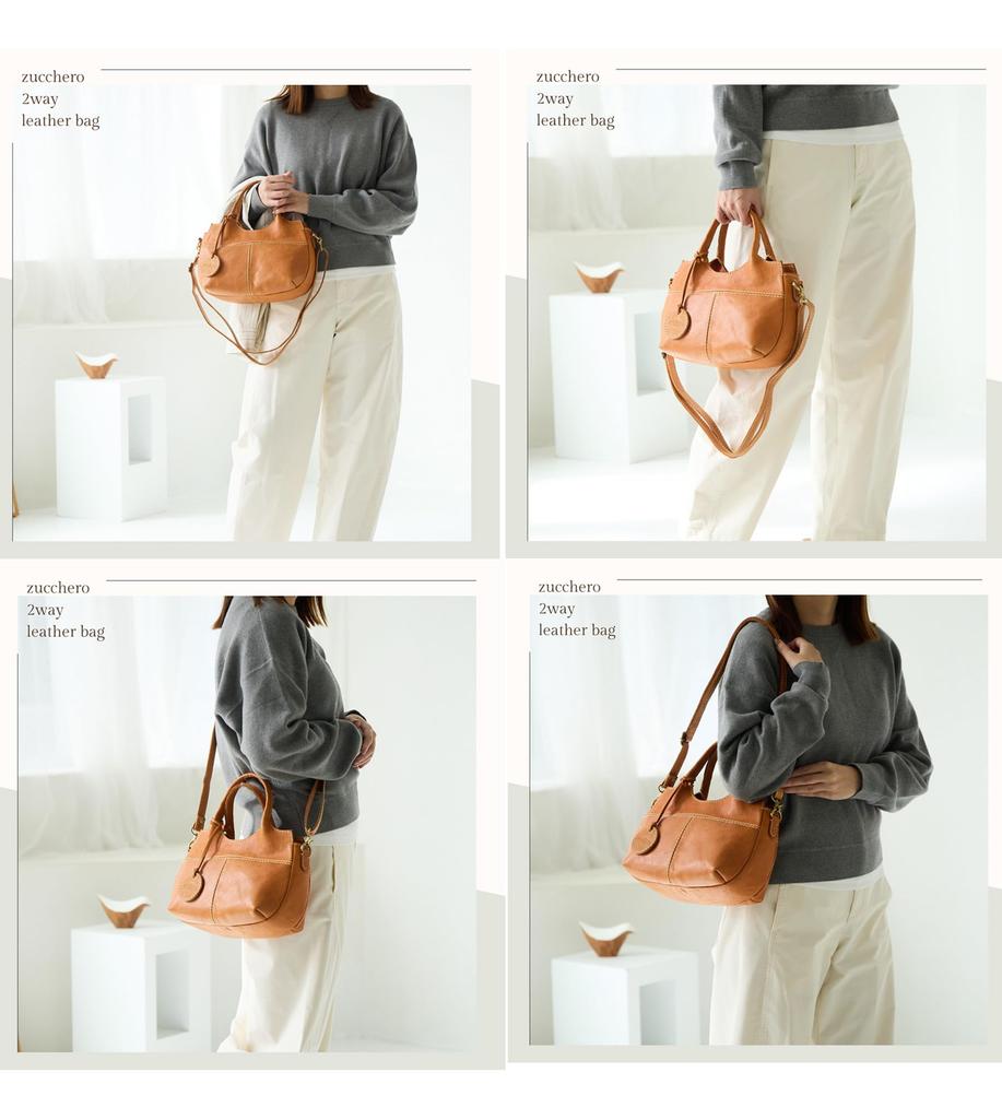 ZUCCHERO Women's Large Capacity Genuine Leather Shoulder Bag, 2-Way, Crossbody, Gift, 40075