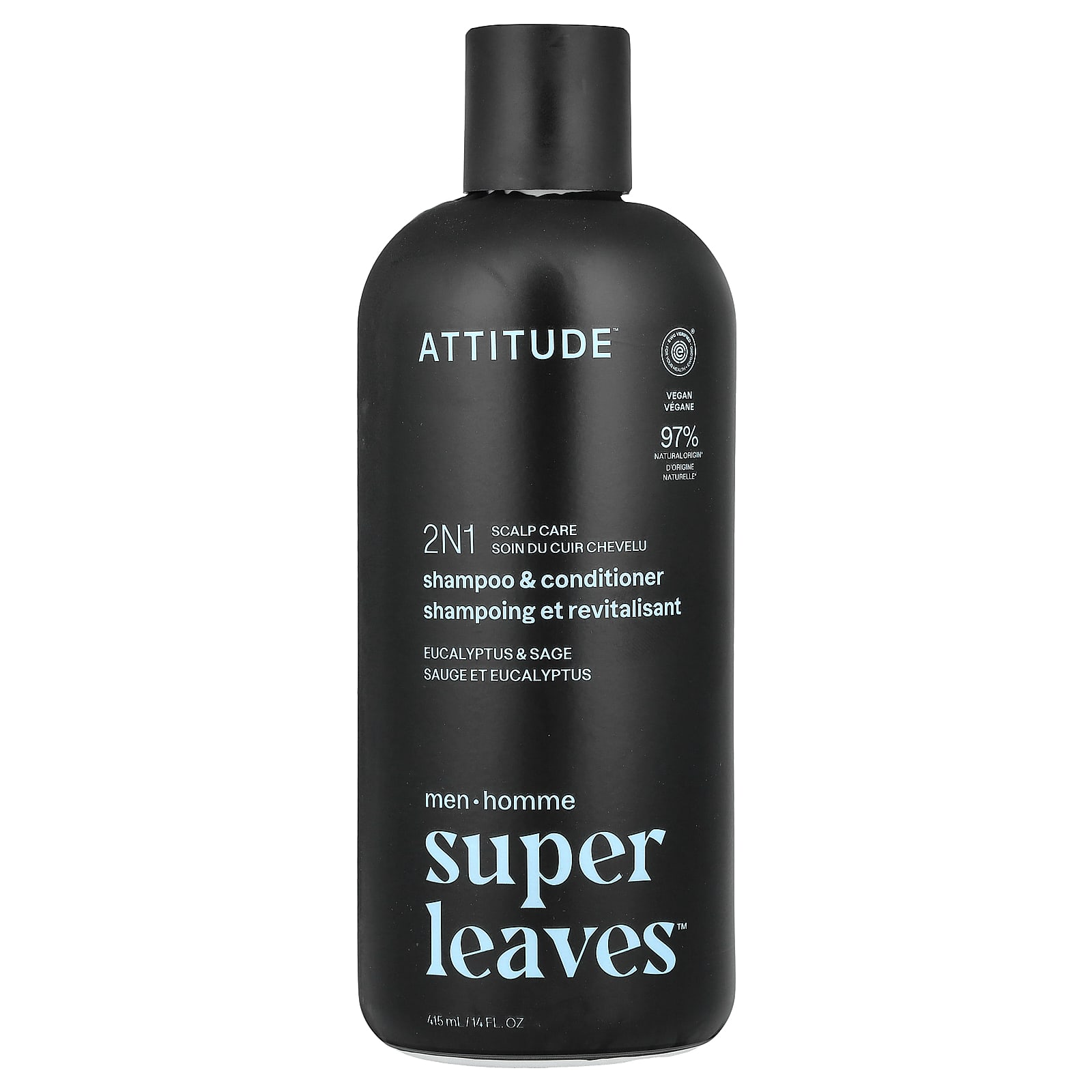 

ATTITUDE, Super Leaves™, 2N1 Scalp Care Shampoo & Conditioner, Men, Eucalyptus and Sage, 14 fl oz (415 ml)