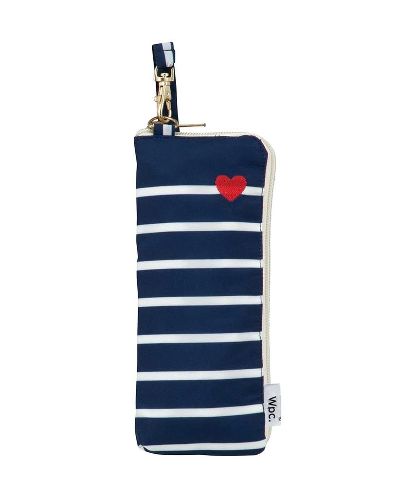 Folding Umbrella with Heart Embroidered for Sun and with Storage Wide Easy To Timeless Perfect for and Stylish and Product Wpc. Women's Border, Navy,