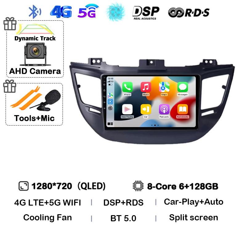 Android 14 Carplay Auto For Hyundai Tucson IX35 3 2015 2016 2017 2018 DSP 2Din Car Radio Multimedia Player GPS 4G+WIFI Stereo BT