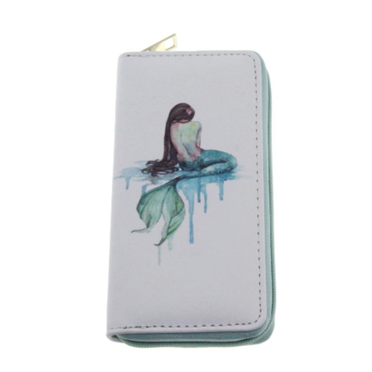 Mermaid long zipper wallet, card bag, wallet, clutch bag.