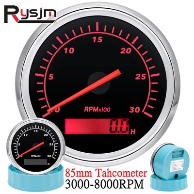 Ized 4000 6000 8000RPM Tachometer Tacho Meter Gauge Hourmeter 12V/24V 85mm Toerenteller 12v Hour Meter Sensor For Boat Car