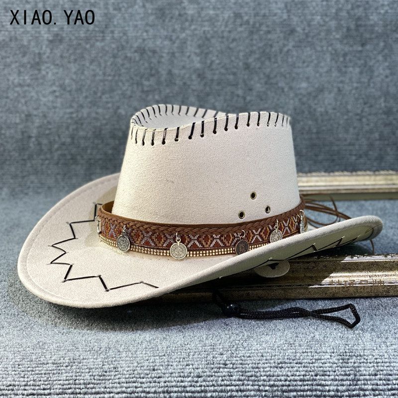 Vintage Ethnic Western Cowboy Hat Unisex Outdoor Sun Protection Travel Hat