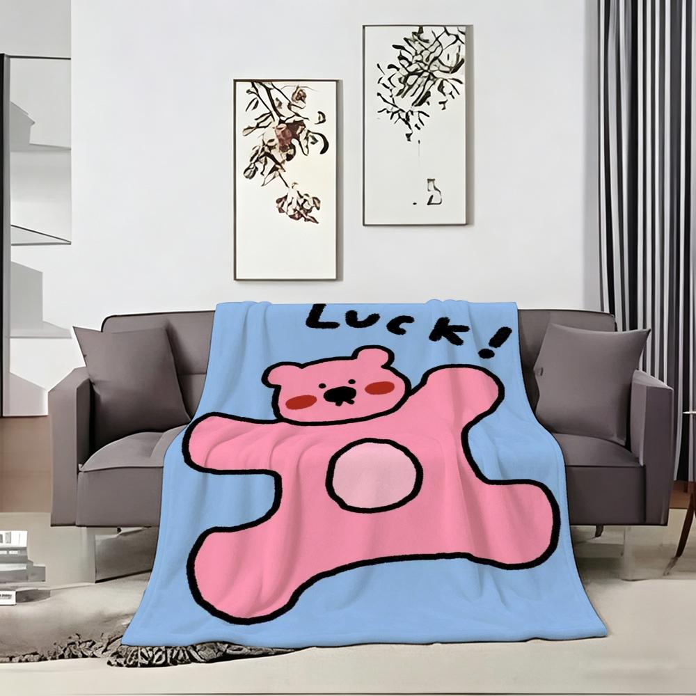Cartoon style C-Cartoon Cute Animals Throw Lightweight 240g Flannel Blanket Soft Skin-friendly for Summer Cooling
