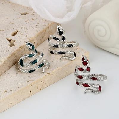 Gothic Style Simple and Atmospheric Snake-shaped Ring, Feminine and Elegant, Retro Opening, Adjustable Ring, Niche Accessory