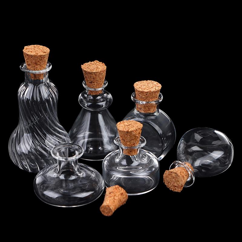 1:12 Dollhouse Mini Wish Bottle Glass Storage Bottle W/Cork Candy Jar Home Decor