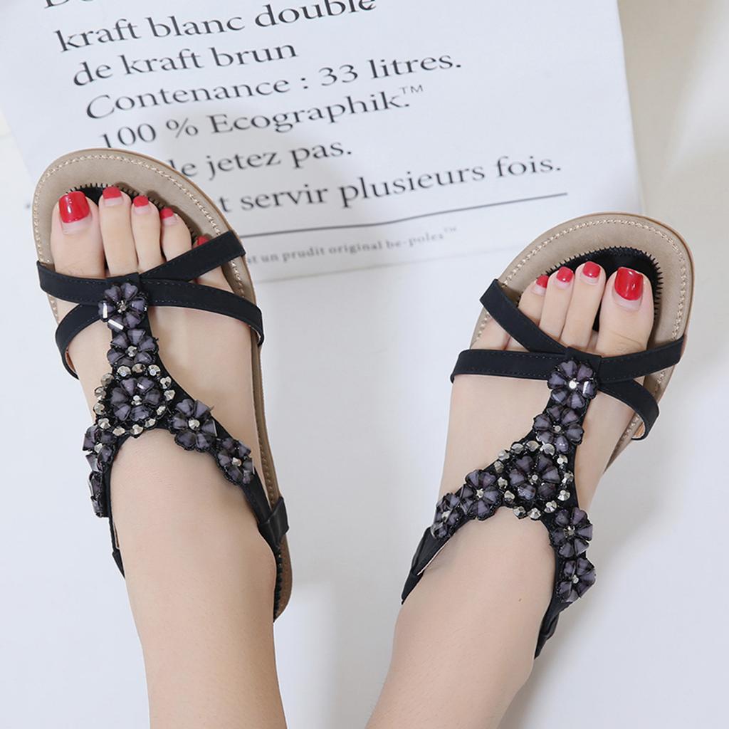 Women's Summer Comfortable Casual Beach  Bohemian Beaded Sandals Shoes