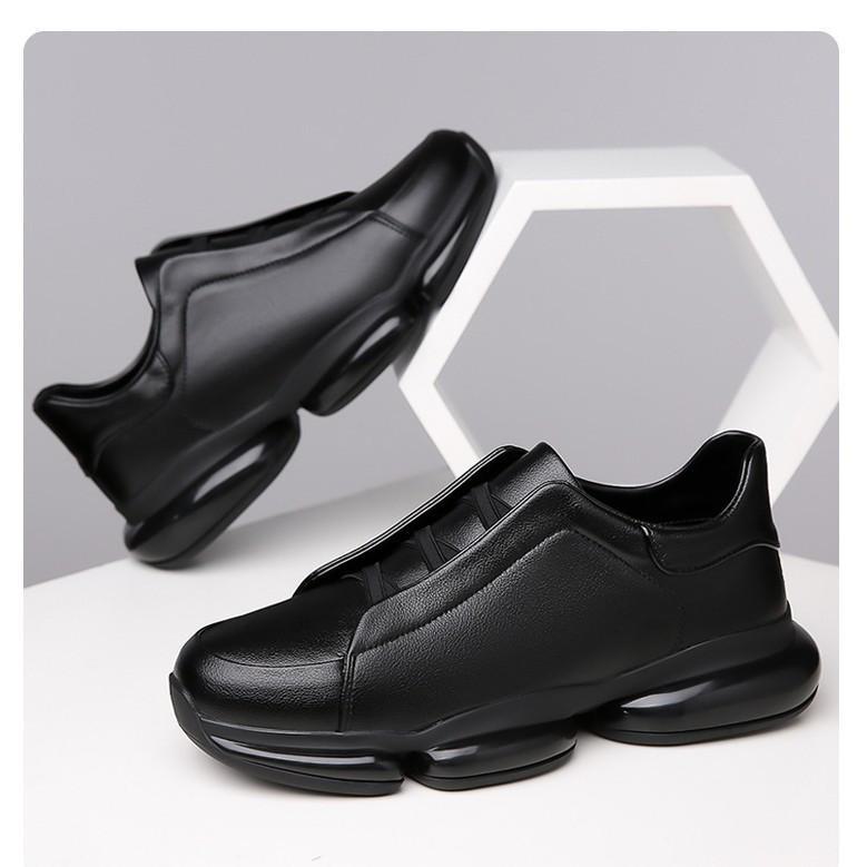 2024 Europäische Herren Schwarze Dicksohlige Spitzschuhe zum Hineinschlüpfen Freizeit