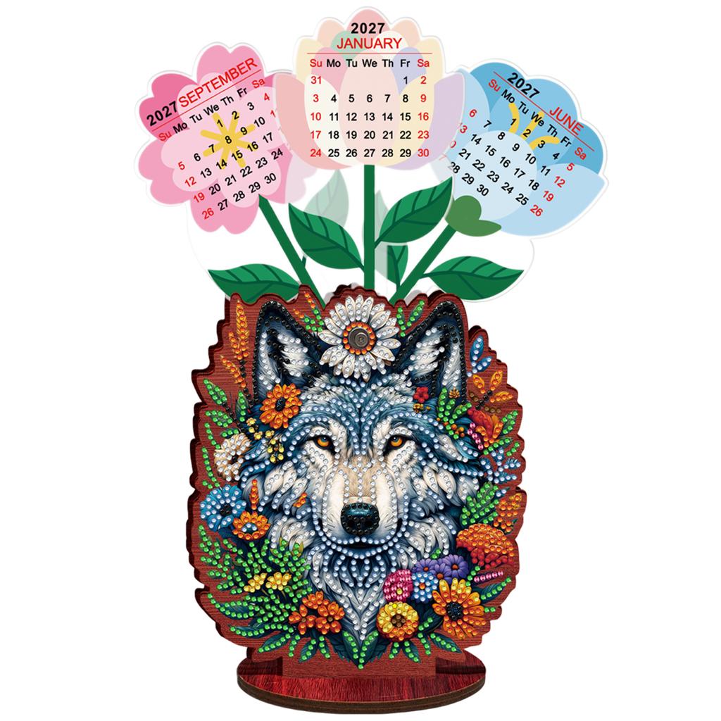 2026 Kalender Diamantmalerei Kalender Set Holz Diamantmalerei Set DIY Diamantkunst Schreibtischkalender Weihnachtsgeschenk