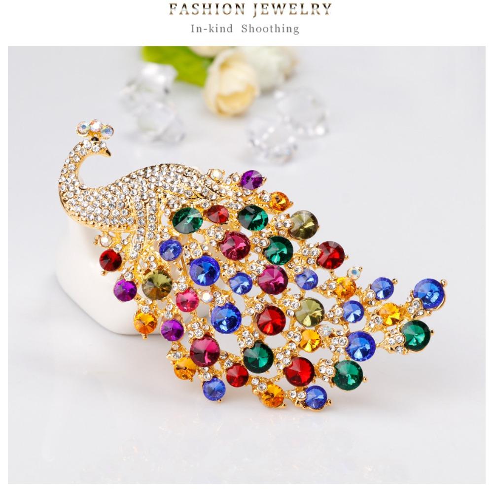 Extra Large Peacock Brooch with Colorful Crystal Rhinestones, Peacock Brooch Jewelry, Brooch Accessories, 1PCS Birthday Gift
