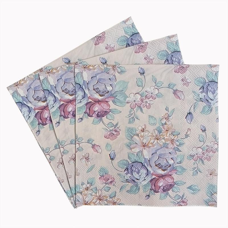 20Pcs Color Flower Printed Paper Napkins, Disposable Napkins for Baby Shower Birthday Party - Table Decor Tissue Supplies
