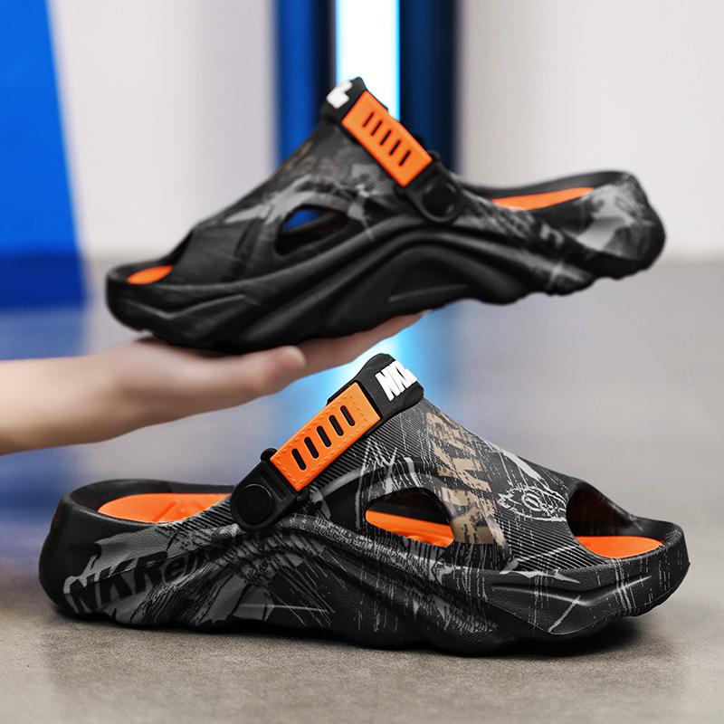 Fashion Smile Pop Fashion Men Clogs Slippers Brand Summer Clogs Slippers Outdoor Antiskid Beach Slippers Soft Home Breathable