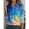 Spring Women's Button Shirt Elegant Colorful geometric patterns Lapel Blouses Long Sleeve Office Women Casual Printed Loose Tops