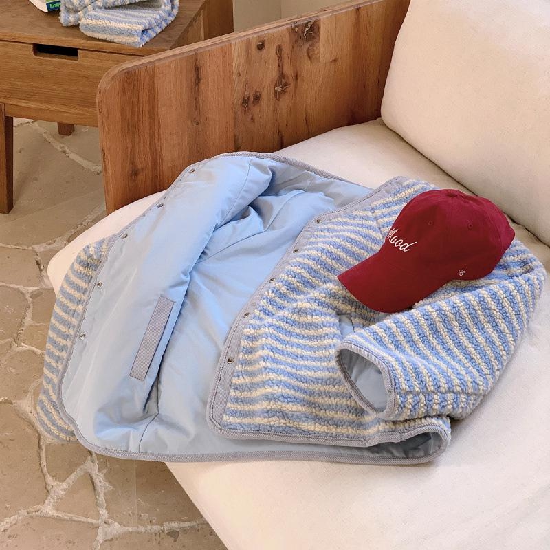 Women's Short Winter Double-Sided Lambswool Cotton Jacket - Korean Style, Casual, Loose Fit, Round Neck.