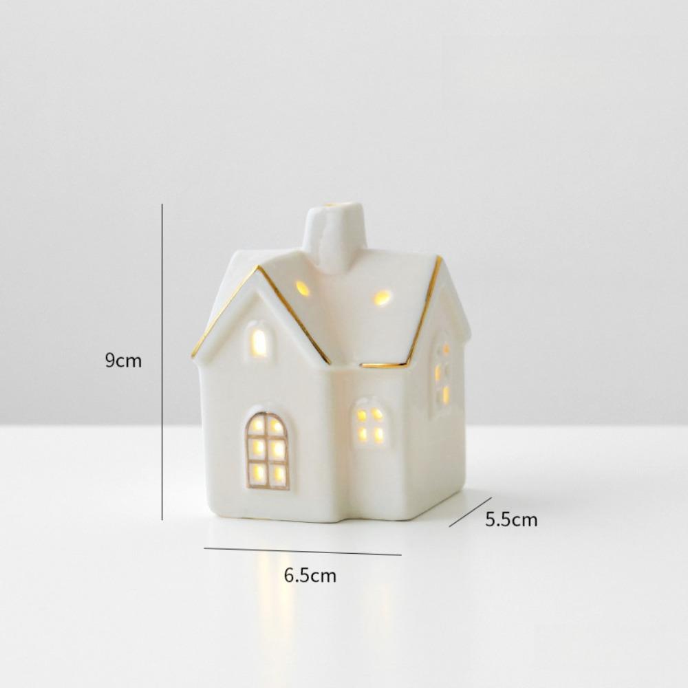 Ceramic Christmas Village Houses White House Figurines New Porcelain Village House Winter Decor