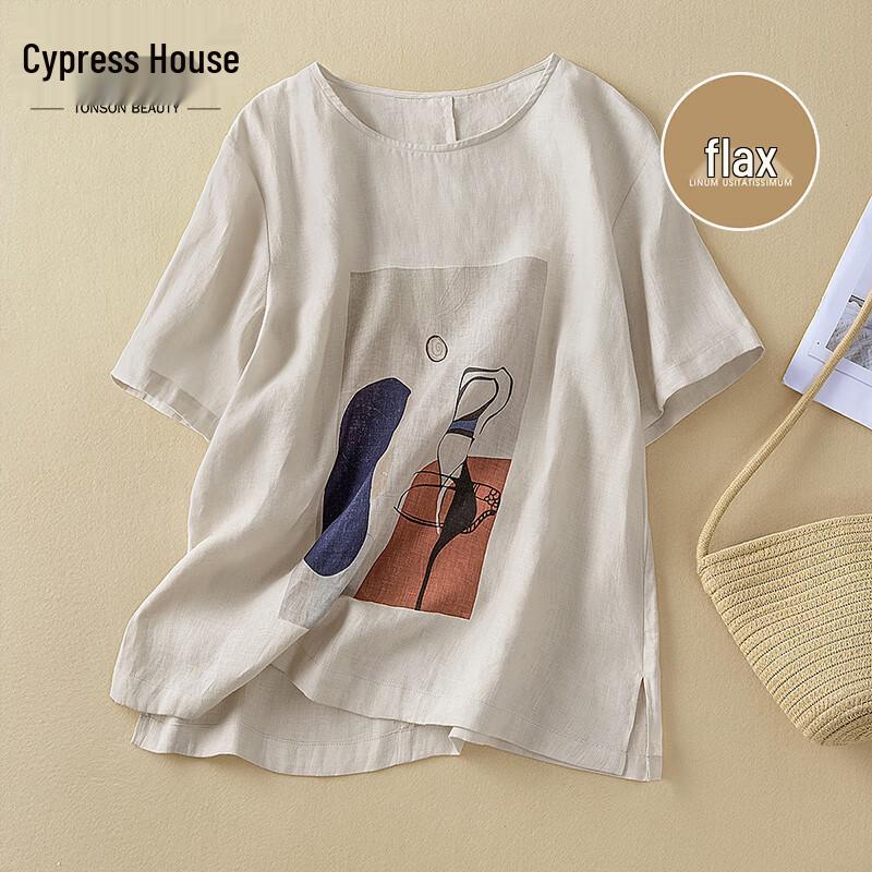 Silk Cypress Women s Linen Blend T-Shirt M